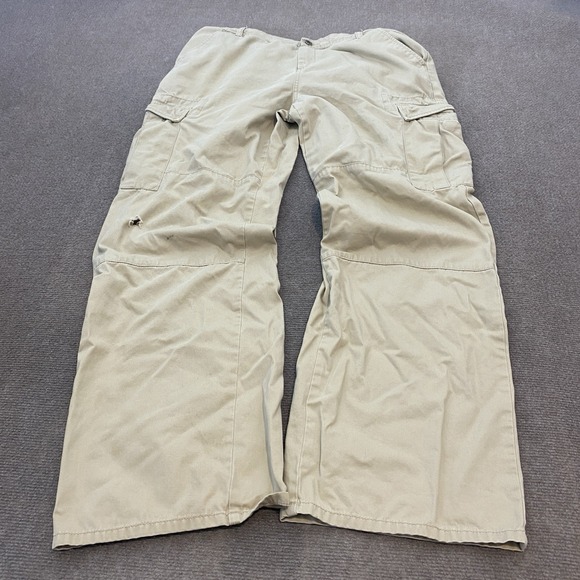 Nautica Women's VTG Y2K Khaki Cargo Pants Size 12 Wide Leg Fits 33x32 Distressed - Picture 3 of 13